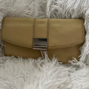 Beige Leather Clutch